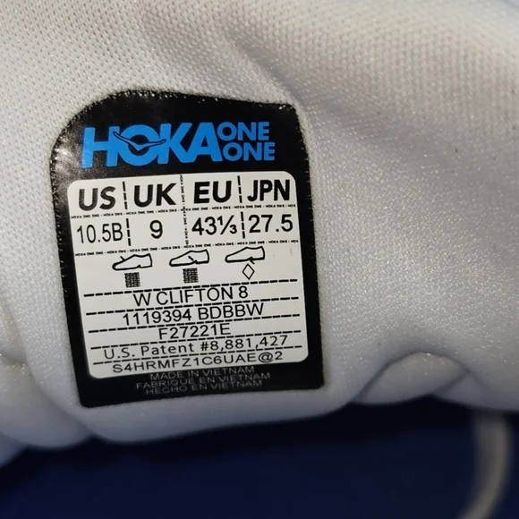 Hoka One One Womens Clifton 8 1119394 BDBBW White Running Shoes Sneaker Sz10.5 B - Picture 13 of 13
